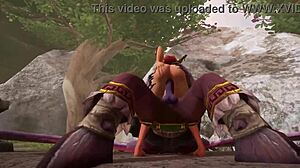 Elfo ruivo sexy em World of Warcraft é fodido por um cavaleiro