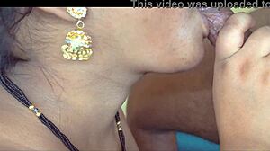 Amateur Indian stepmom gets a close-up blowjob