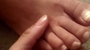 Sensual Brazilian foot fetish with ashy toes and soles while loved one is asleep